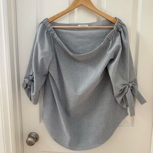 Babaton Light Gray Off-Shoulder Blouse